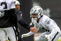 Raiders information   Treydan Stukes (31) sets up   for a drill during an NFL shot   grooming  campy  pra ...