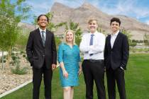 From left, Caden Betz, Palo Verde High School graduate; Danielle Bisterfeldt, senior vice presi ...