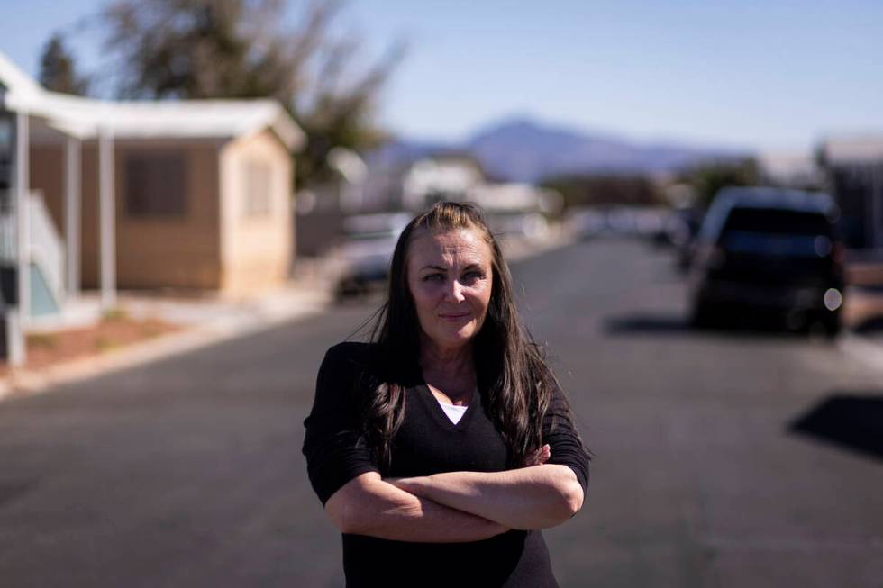 Amy Hanley poses for a portrait in Pueblo Del Sol mobile home park, where her niece, Zena Hanle ...