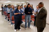 Jon Ponder, CEO of Hope for Prisoners, speaks during a graduation ceremony for 22 female inmate ...