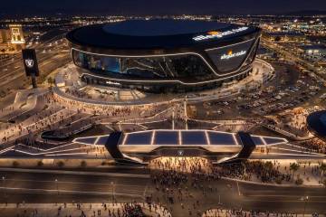 An artist rendering of what the planned $158 million podium plaza that the Raiders plan to buil ...