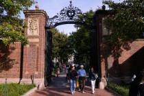 FILE - The gates of Harvard Yard at Harvard University, Sept. 30, 2025, in Cambridge, Mass. (AP ...