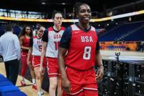 Chelsea Gray (8) of United States attends a training session ahead of the match between China a ...