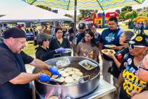 A taco stand serves attendees during Rep. Steven Horsford's annual Workers & Families LaborFest ...