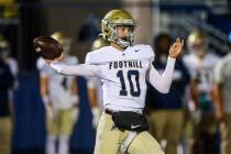 Foothill quarterback Ryder Dobbs throws the ball during a Open Division high school football pl ...