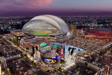 An updated rendering of how Bally's Corp.'s mixed-use project that will surround the Athletics' ...