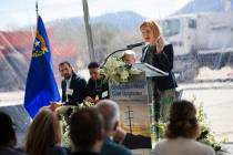 Rep. Susie Lee, D-Nev., speaks during a groundbreaking ceremony for GridLiance West, which will ...