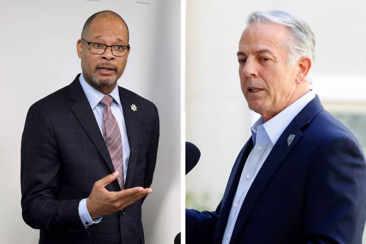 Attorney General Aaron Ford and Gov. Joe Lombardo. (Las Vegas Review-Journal)