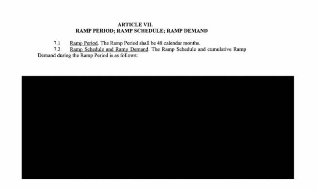 Portions of a projected  statement  betwixt  NV Energy and Novva redact the information  center’s ramp sc ...
